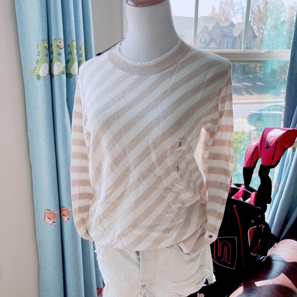 TOMMY HILFIGER ESSENTIAL DIAGONAL STRIPE SWEATER/NWT